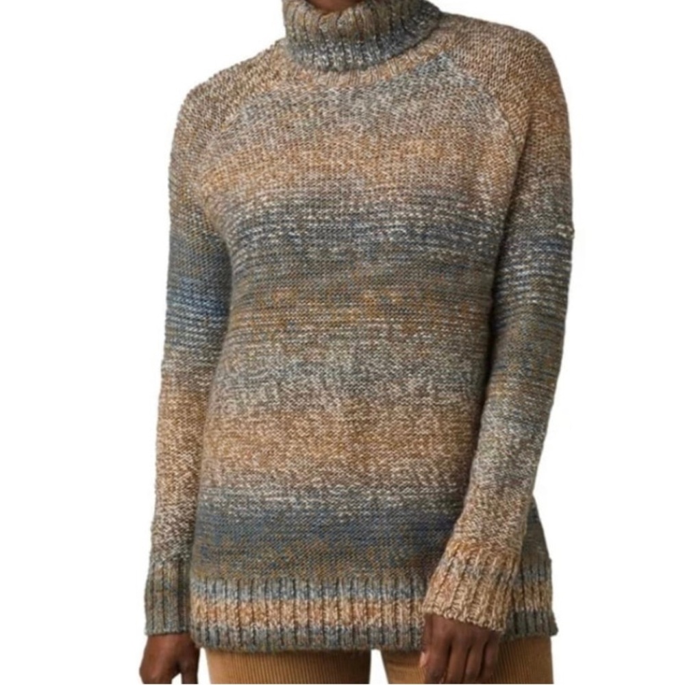 Prana Women’s XS Autum Rein Wool Blend Turtleneck Knit Sweater Pullover Brown